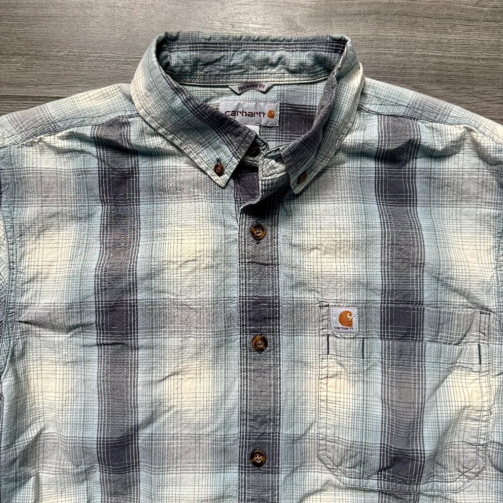 Carhartt Men's Relaxed Fit Short Sleeve Plaid Shirt - Picture 2 of 6